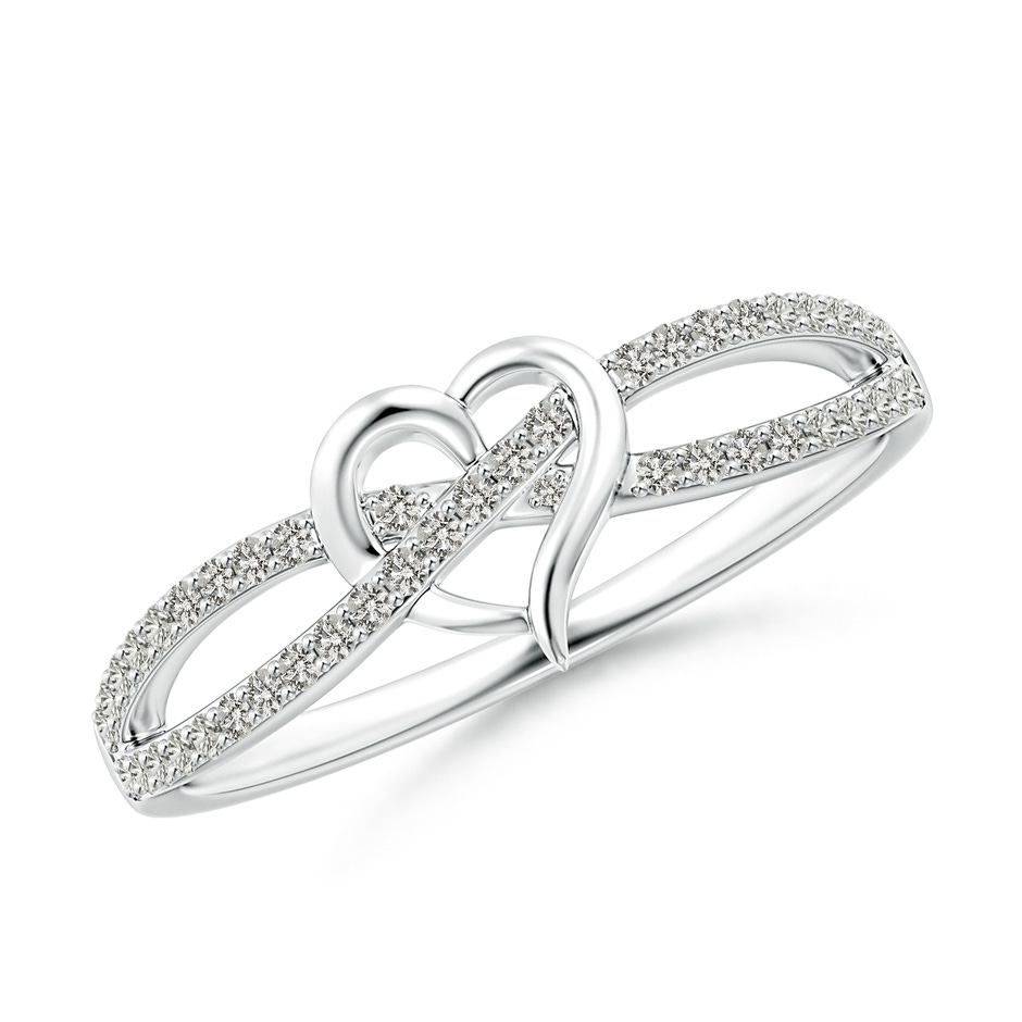 1mm KI3 Round Diamond Criss Cross Heart Promise Ring in White Gold 