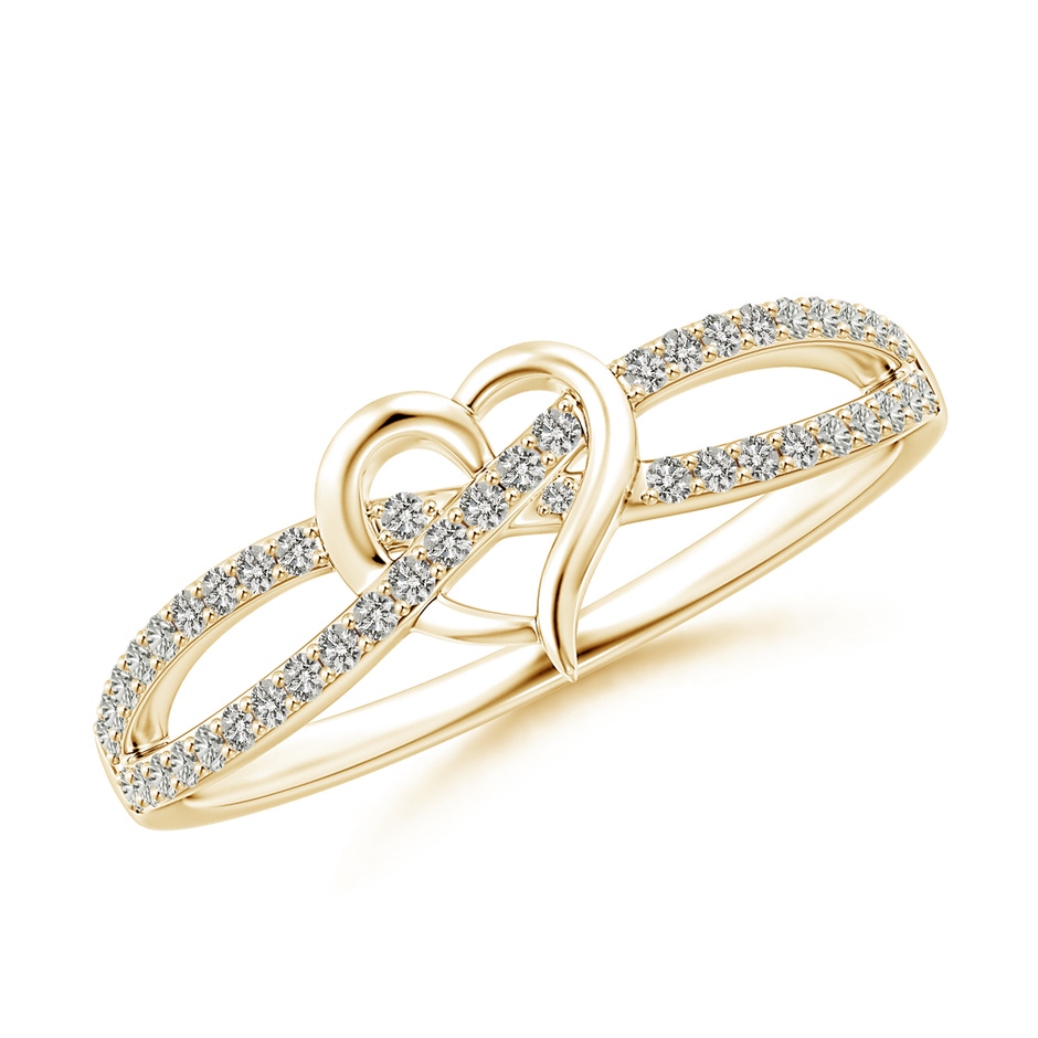 1mm KI3 Round Diamond Criss Cross Heart Promise Ring in Yellow Gold 