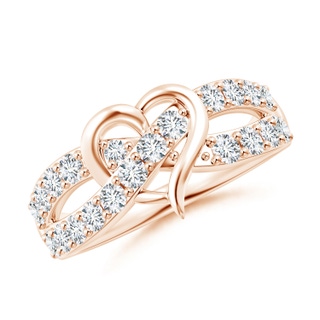 2.1mm GVS2 Round Diamond Criss Cross Heart Promise Ring in 10K Rose Gold