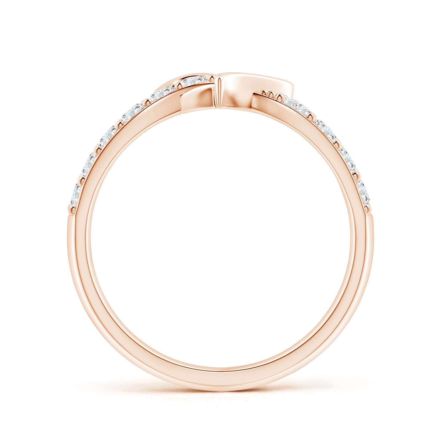 2.1mm GVS2 Round Diamond Criss Cross Heart Promise Ring in 18K Rose Gold
