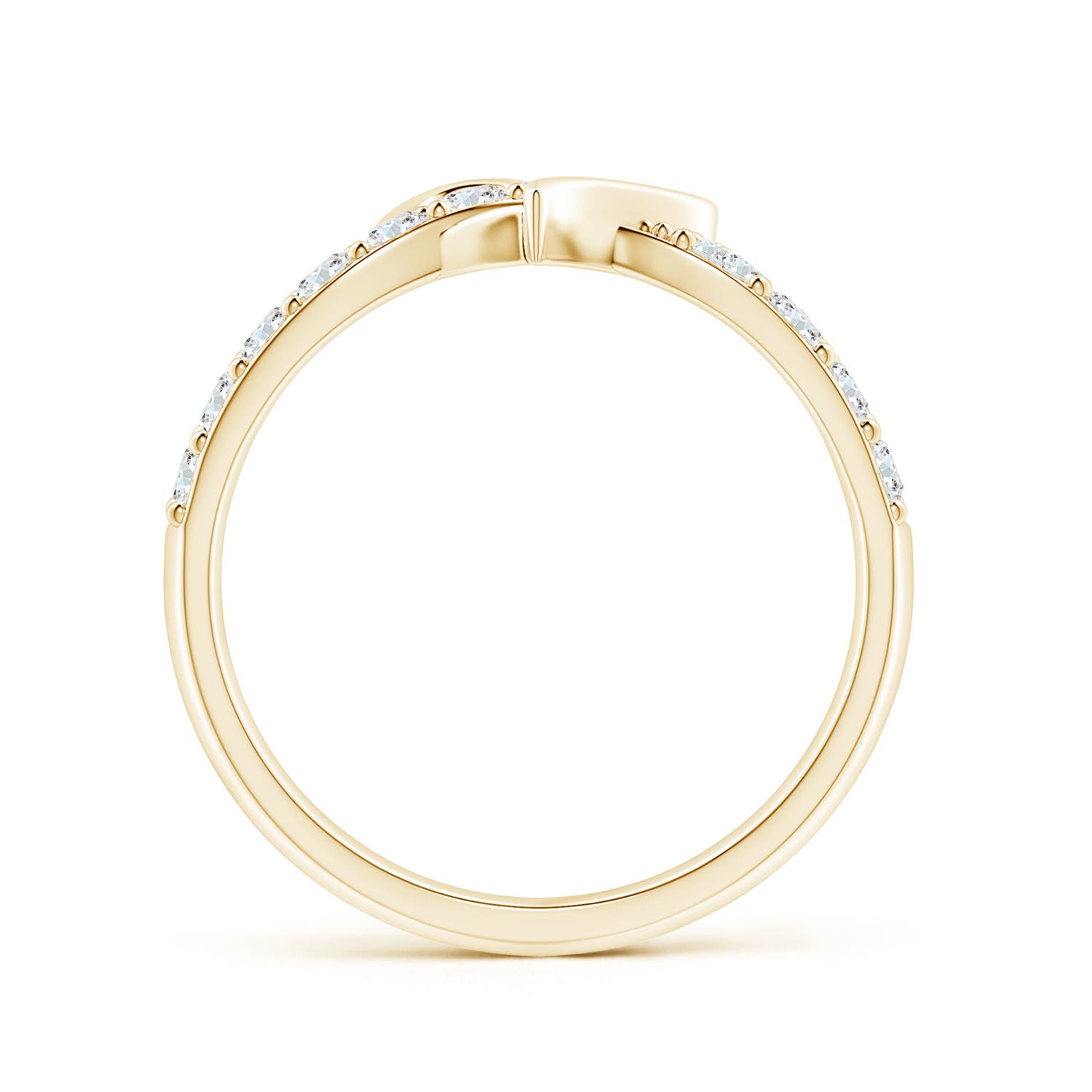 2.1mm GVS2 Round Diamond Criss Cross Heart Promise Ring in 18K Yellow Gold