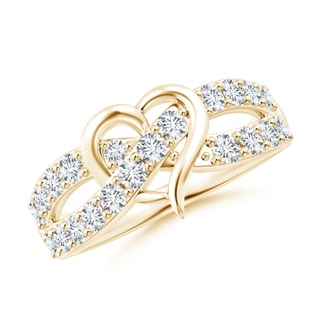 2.1mm GVS2 Round Diamond Criss Cross Heart Promise Ring in 9K Yellow Gold