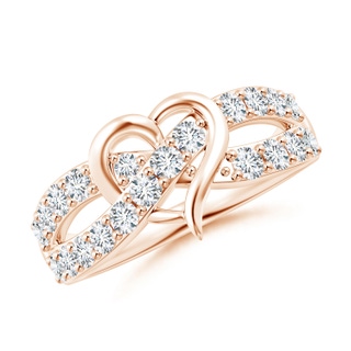 2.1mm GVS2 Round Diamond Criss Cross Heart Promise Ring in Rose Gold