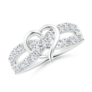 2.1mm GVS2 Round Diamond Criss Cross Heart Promise Ring in S999 Silver