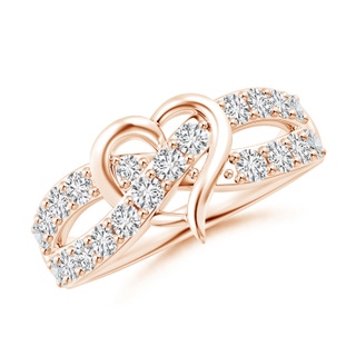 2.1mm HSI2 Round Diamond Criss Cross Heart Promise Ring in 9K Rose Gold