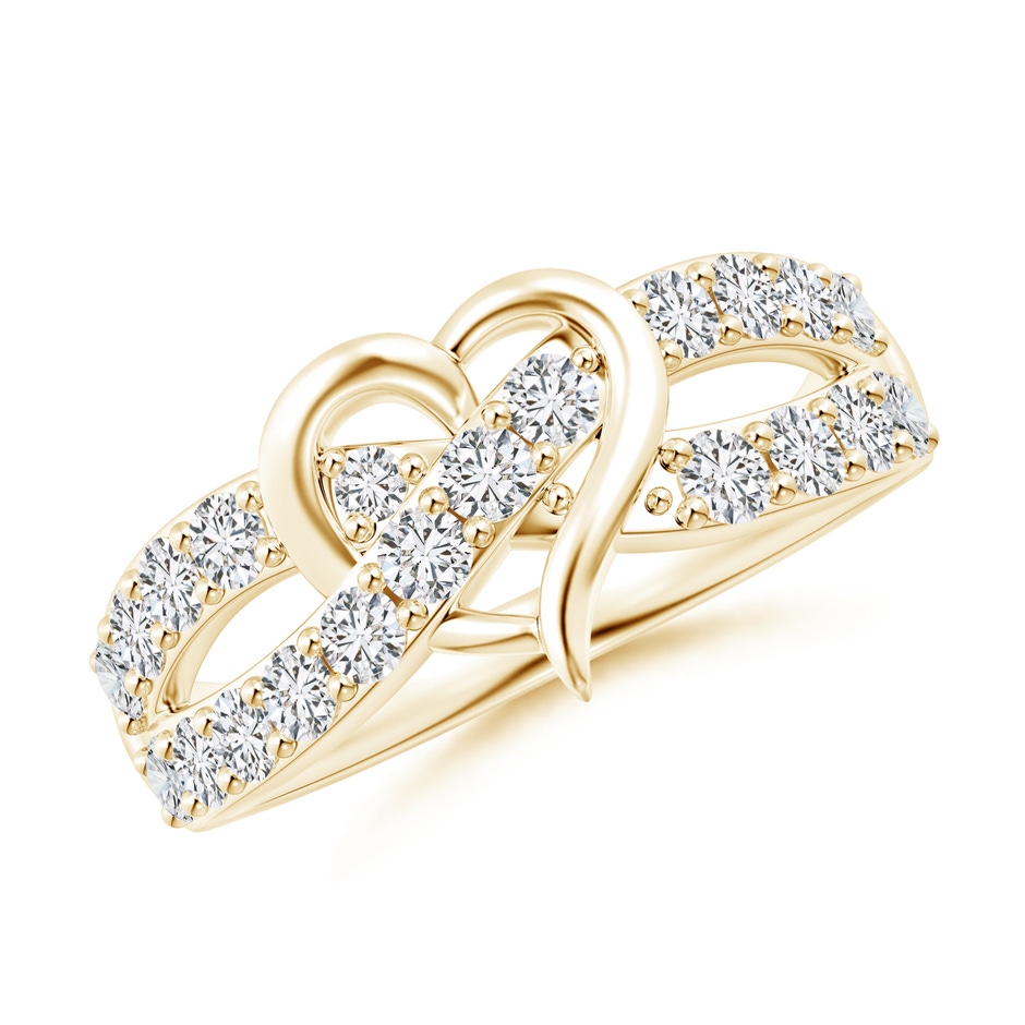 2.1mm HSI2 Round Diamond Criss Cross Heart Promise Ring in 9K Yellow Gold 