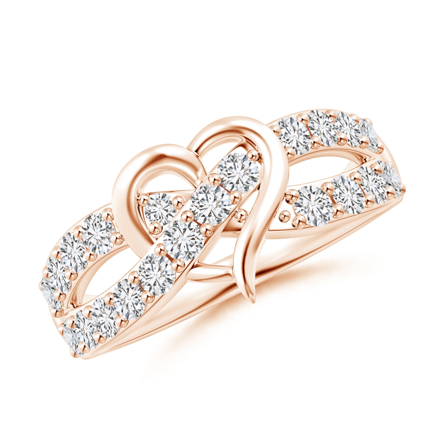 Round Diamond Criss Cross Heart Promise Ring