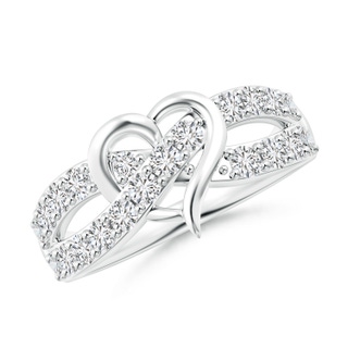 2.1mm HSI2 Round Diamond Criss Cross Heart Promise Ring in S999 Silver
