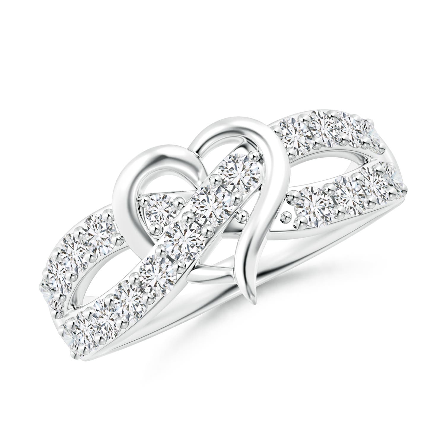 Round Diamond Criss Cross Heart Promise Ring