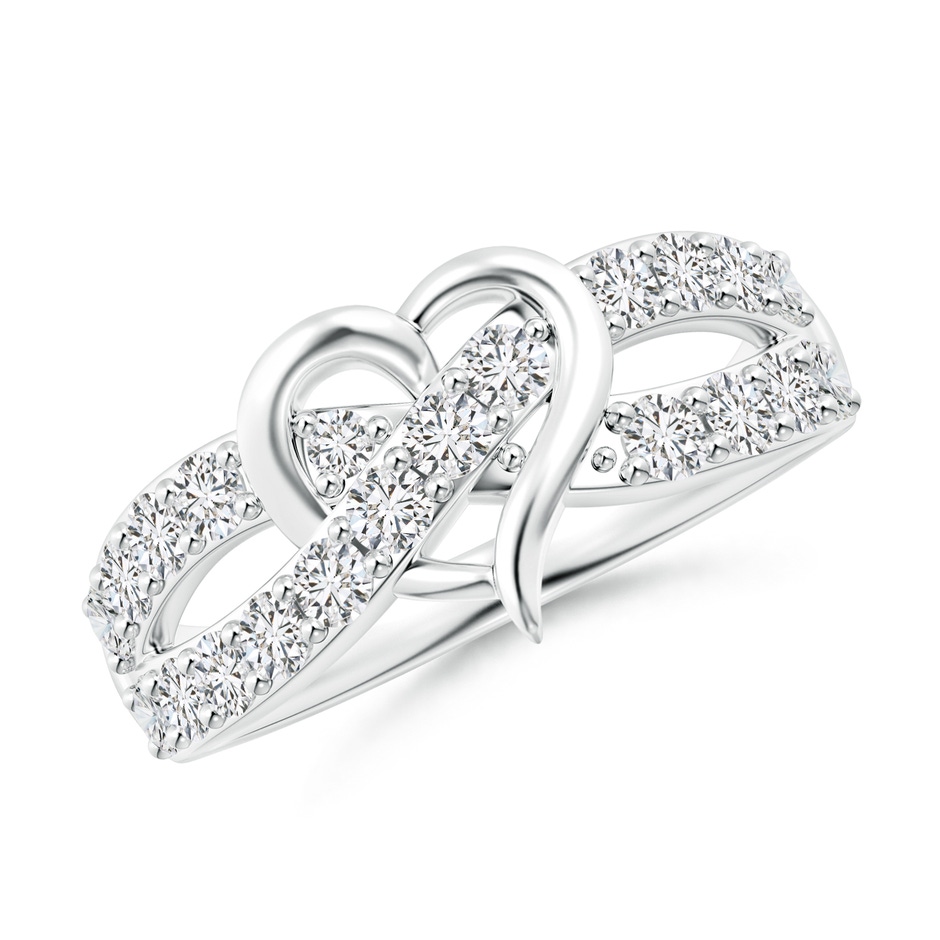 2.1mm HSI2 Round Diamond Criss Cross Heart Promise Ring in White Gold 