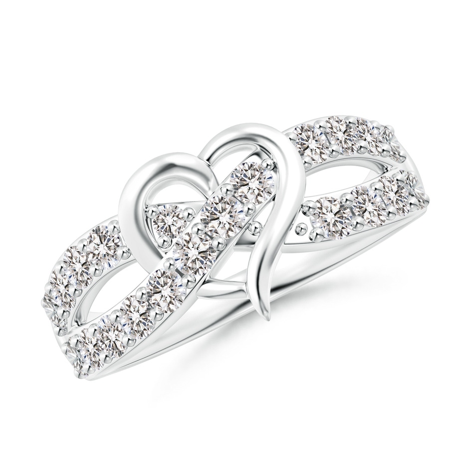 2.1mm IJI1I2 Round Diamond Criss Cross Heart Promise Ring in 10K White Gold 