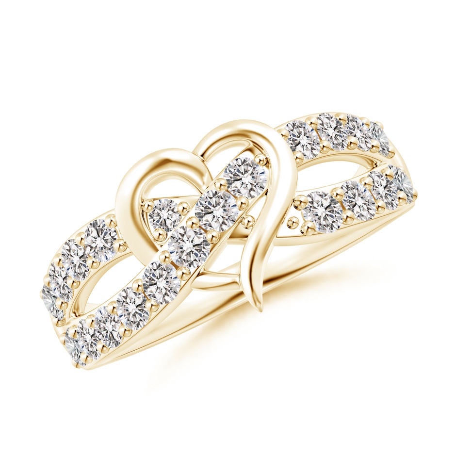 2.1mm IJI1I2 Round Diamond Criss Cross Heart Promise Ring in 9K Yellow Gold 