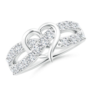 2.6mm GVS2 Round Diamond Criss Cross Heart Promise Ring in S999 Silver