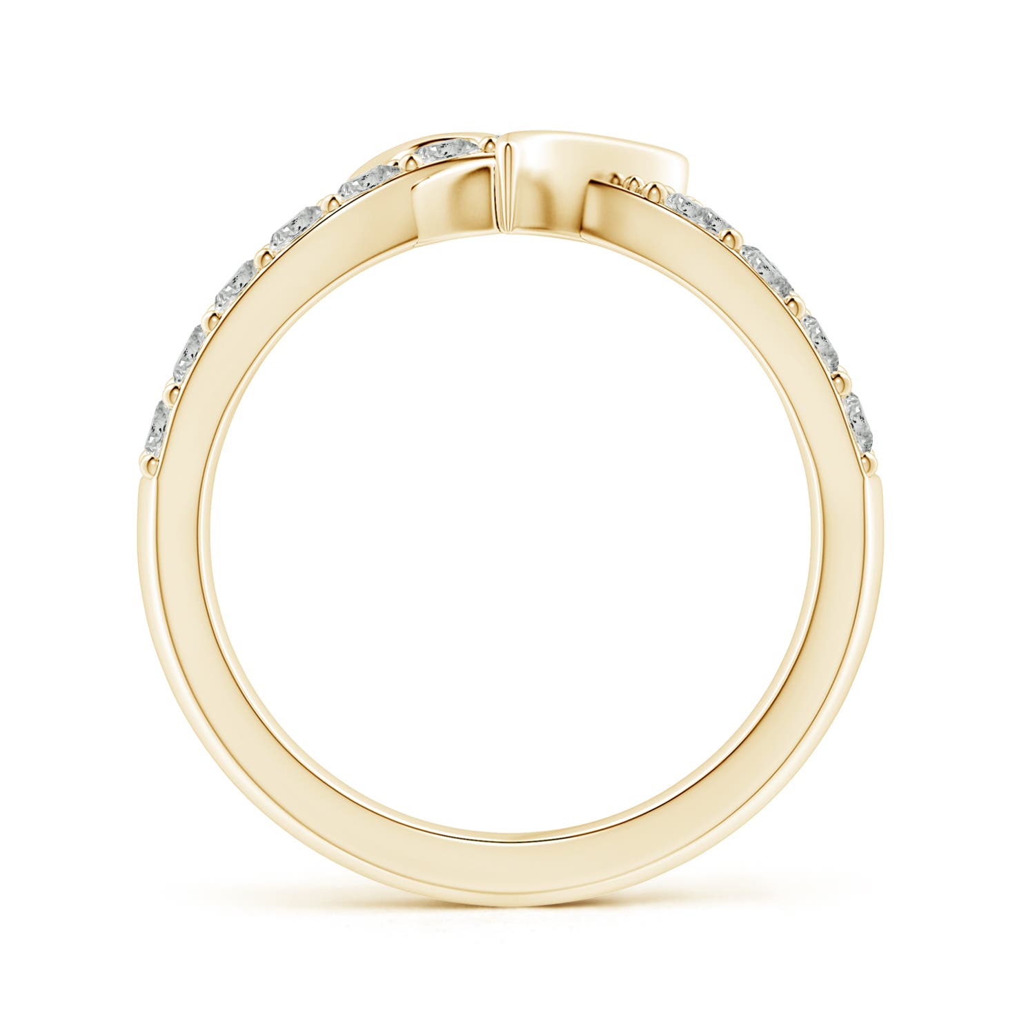 2.6mm KI3 Round Diamond Criss Cross Heart Promise Ring in Yellow Gold - side 3