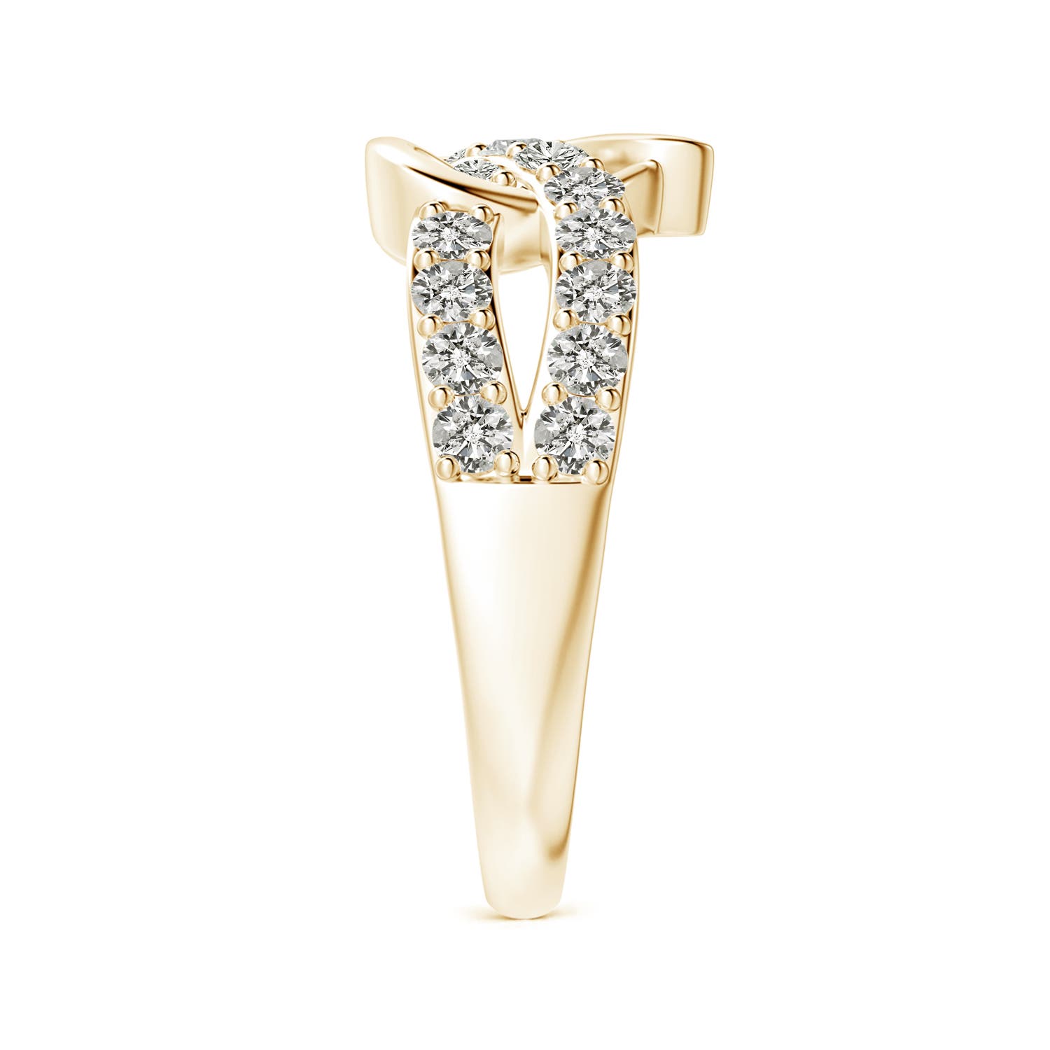 2.6mm KI3 Round Diamond Criss Cross Heart Promise Ring in Yellow Gold - side 7