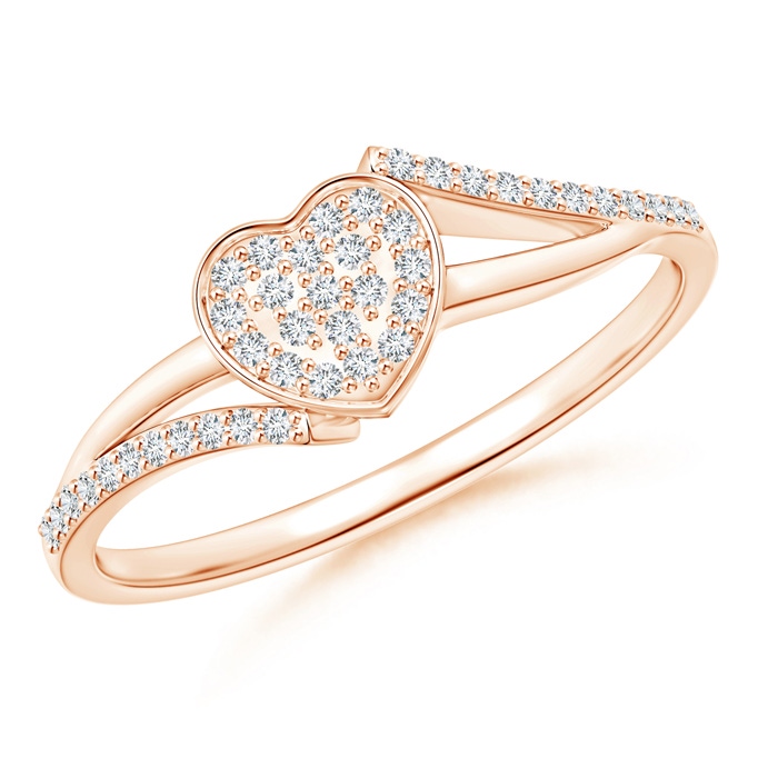 0.9mm GVS2 Composite Diamond Heart Bypass Ring in Rose Gold 