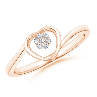 1.2mm GVS2 Diamond Clustre Heart Bypass Ring in Rose Gold