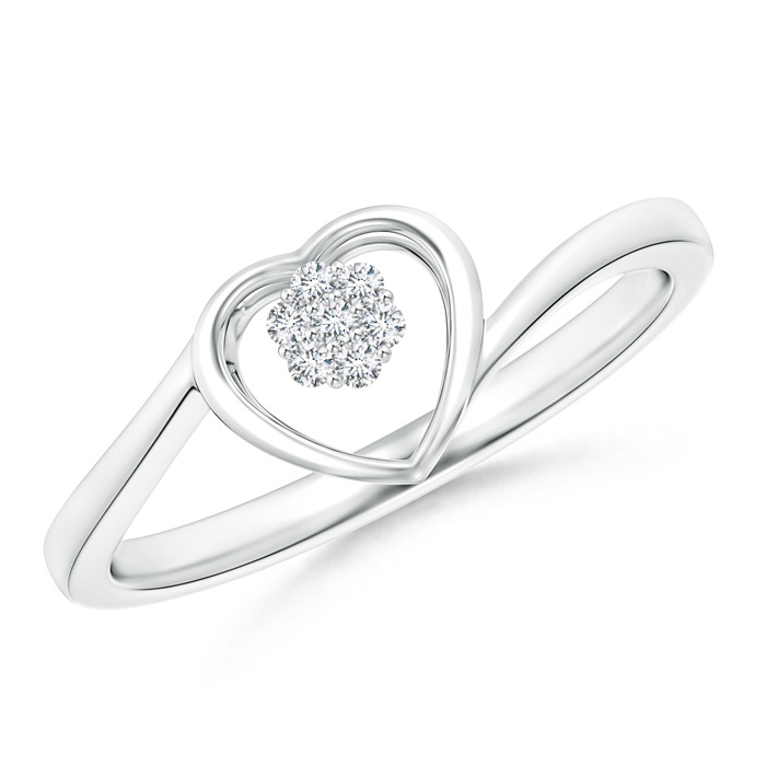 1.2mm GVS2 Diamond Clustre Heart Bypass Ring in S999 Silver