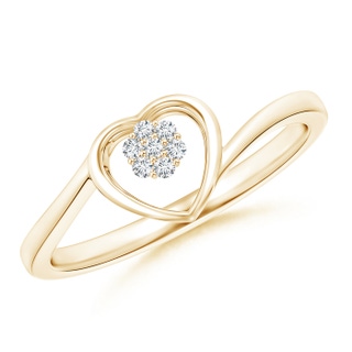 1.2mm GVS2 Diamond Clustre Heart Bypass Ring in Yellow Gold
