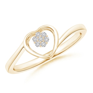 1.2mm HSI2 Diamond Clustre Heart Bypass Ring in 9K Yellow Gold