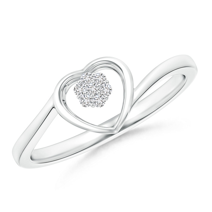 1.2mm HSI2 Diamond Clustre Heart Bypass Ring in White Gold
