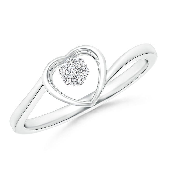 1.2mm HSI2 Diamond Clustre Heart Bypass Ring in White Gold 