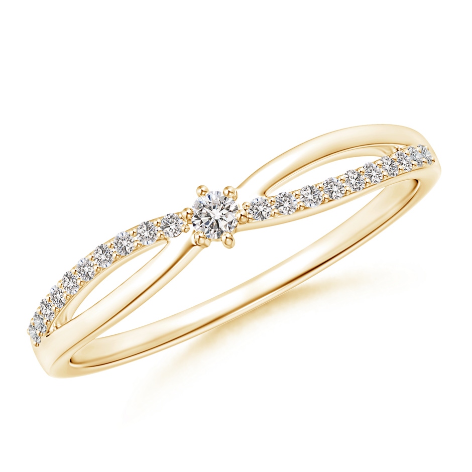 2mm IJI1I2 Prong Set Round Diamond Split Shank Promise Ring in 18K Yellow Gold 