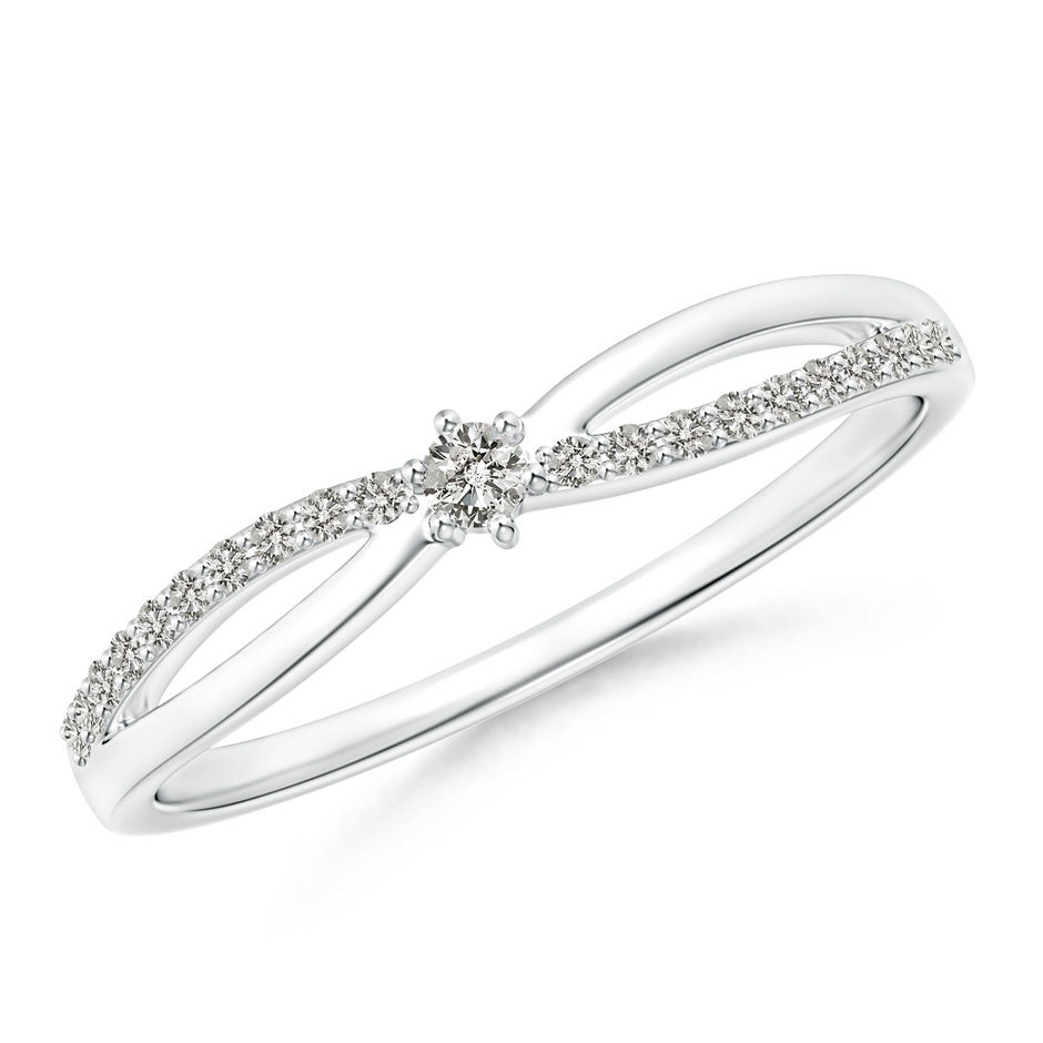 2mm KI3 Prong Set Round Diamond Split Shank Promise Ring in White Gold 