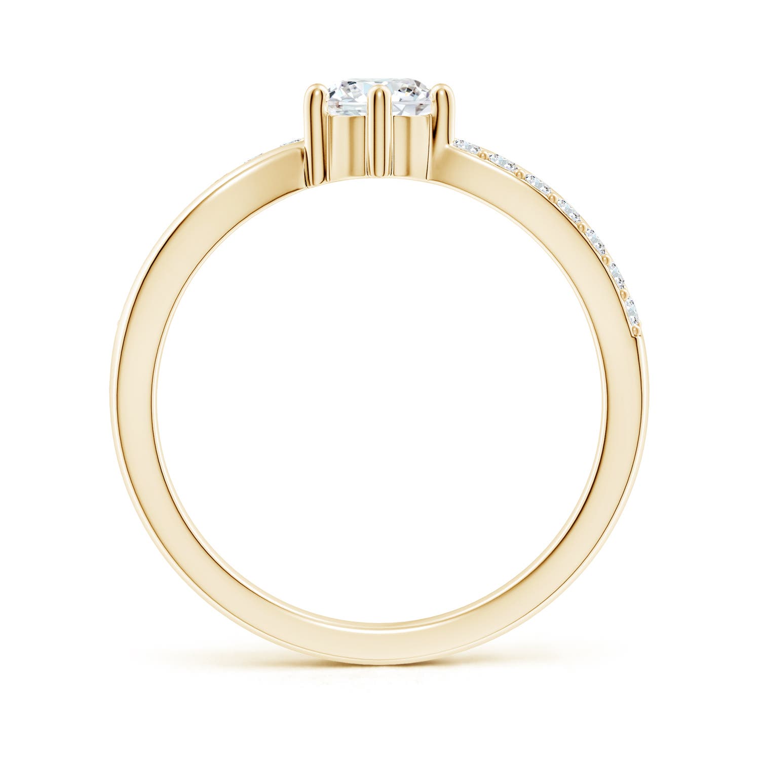 5.1mm GVS2 Prong Set Round Diamond Split Shank Promise Ring in 18K Yellow Gold