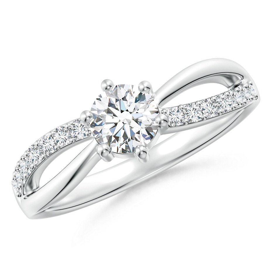 5.1mm GVS2 Prong Set Round Diamond Split Shank Promise Ring in White Gold 