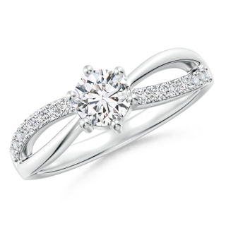 5.1mm HSI2 Prong Set Round Diamond Split Shank Promise Ring in 18K White Gold