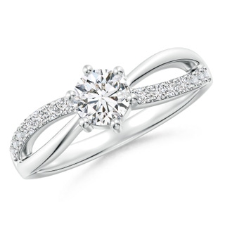 5.1mm HSI2 Prong Set Round Diamond Split Shank Promise Ring in 9K White Gold