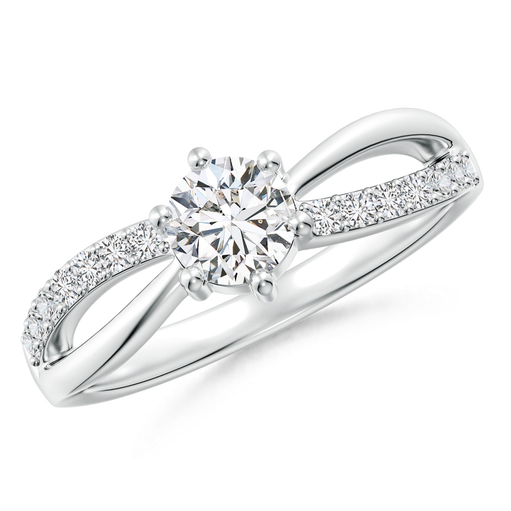 5.1mm HSI2 Prong Set Round Diamond Split Shank Promise Ring in White Gold
