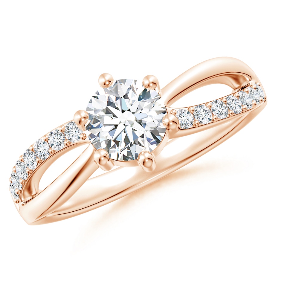5.9mm GVS2 Prong Set Round Diamond Split Shank Promise Ring in 18K Rose Gold 