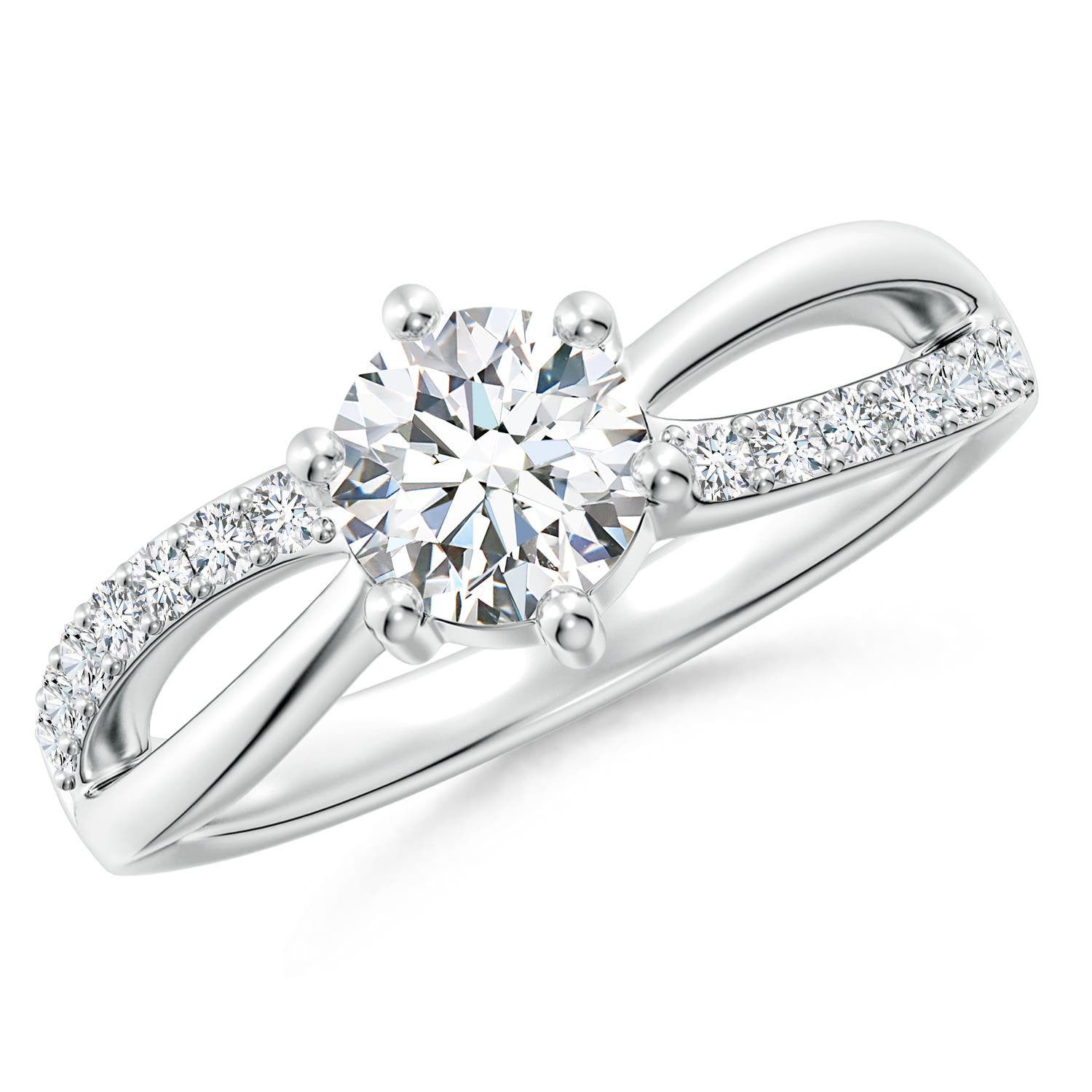 5.9mm GVS2 Prong Set Round Diamond Split Shank Promise Ring in 18CT White Gold