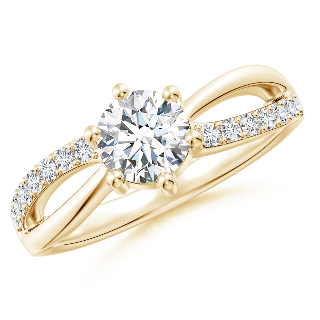5.9mm GVS2 Prong Set Round Diamond Split Shank Promise Ring in 9K Yellow Gold