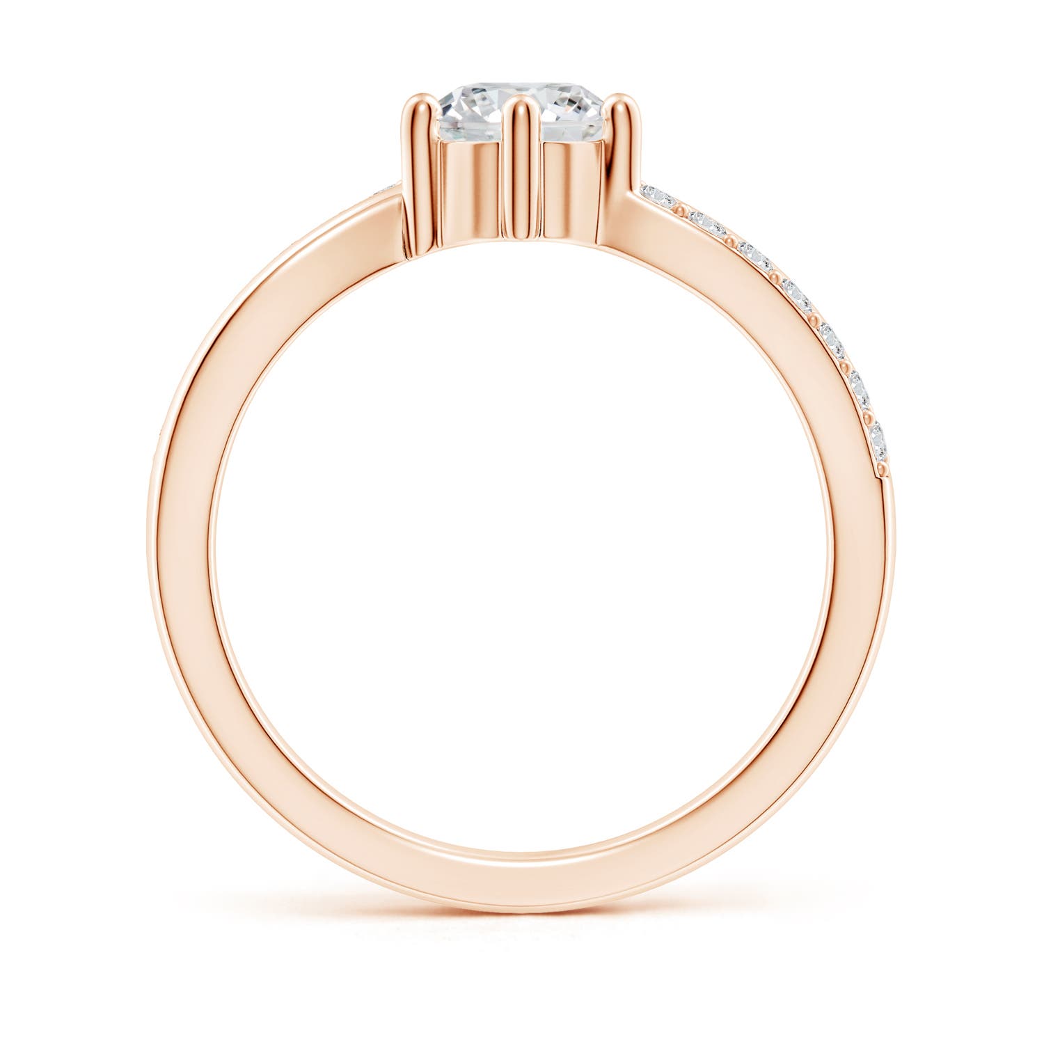 5.9mm HSI2 Prong Set Round Diamond Split Shank Promise Ring in 18K Rose Gold