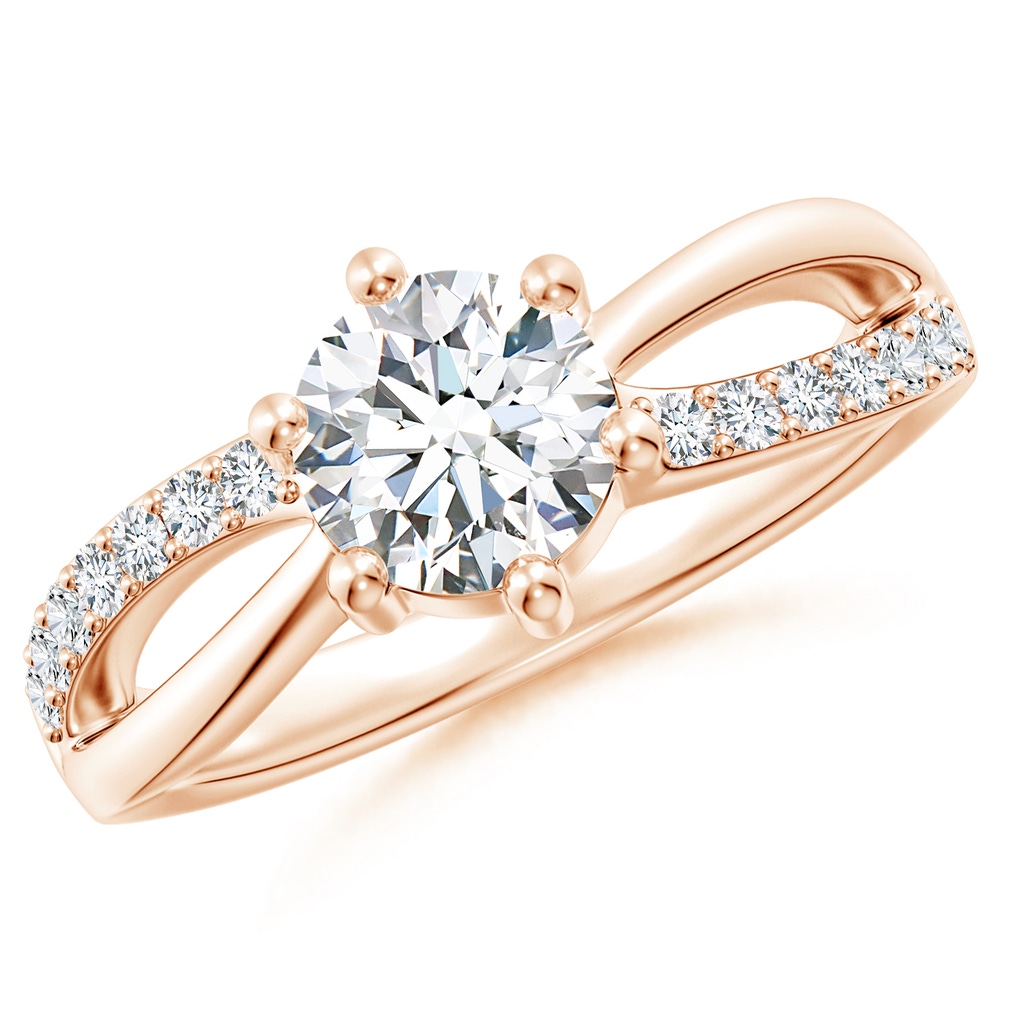 6.4mm GVS2 Prong Set Round Diamond Split Shank Promise Ring in 10K Rose Gold