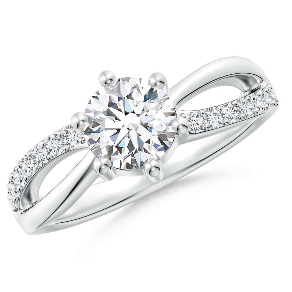 6.4mm GVS2 Prong Set Round Diamond Split Shank Promise Ring in White Gold