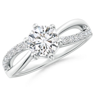 6.4mm HSI2 Prong Set Round Diamond Split Shank Promise Ring in 9K White Gold