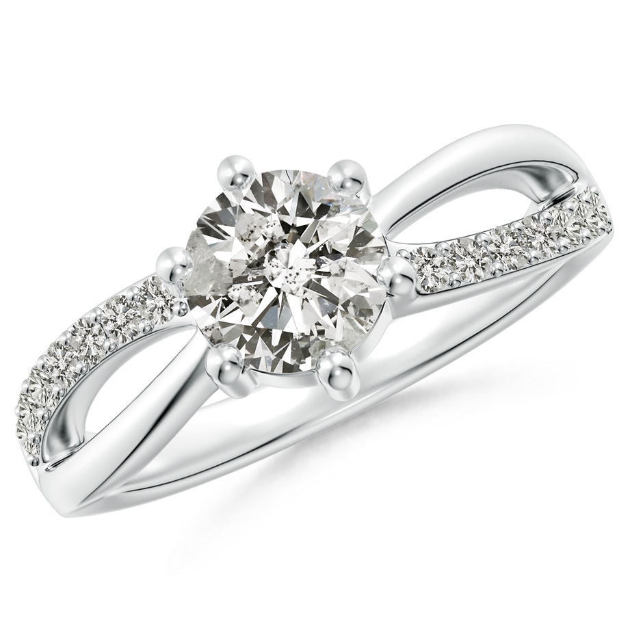 6.4mm KI3 Prong Set Round Diamond Split Shank Promise Ring in White Gold 