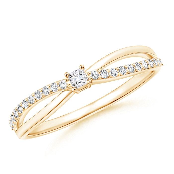 2mm GVS2 Prong Set Princess-Cut Diamond Split Shank Promise Ring in 10K Yellow Gold