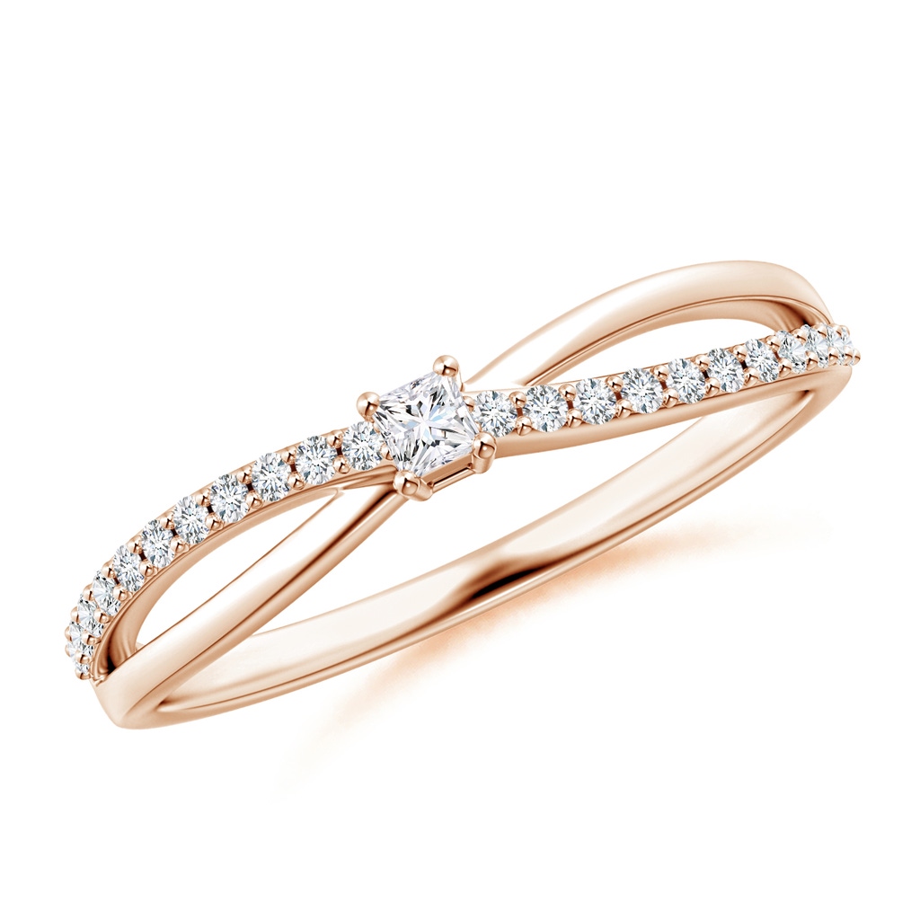 2mm GVS2 Prong Set Princess-Cut Diamond Split Shank Promise Ring in 18K Rose Gold