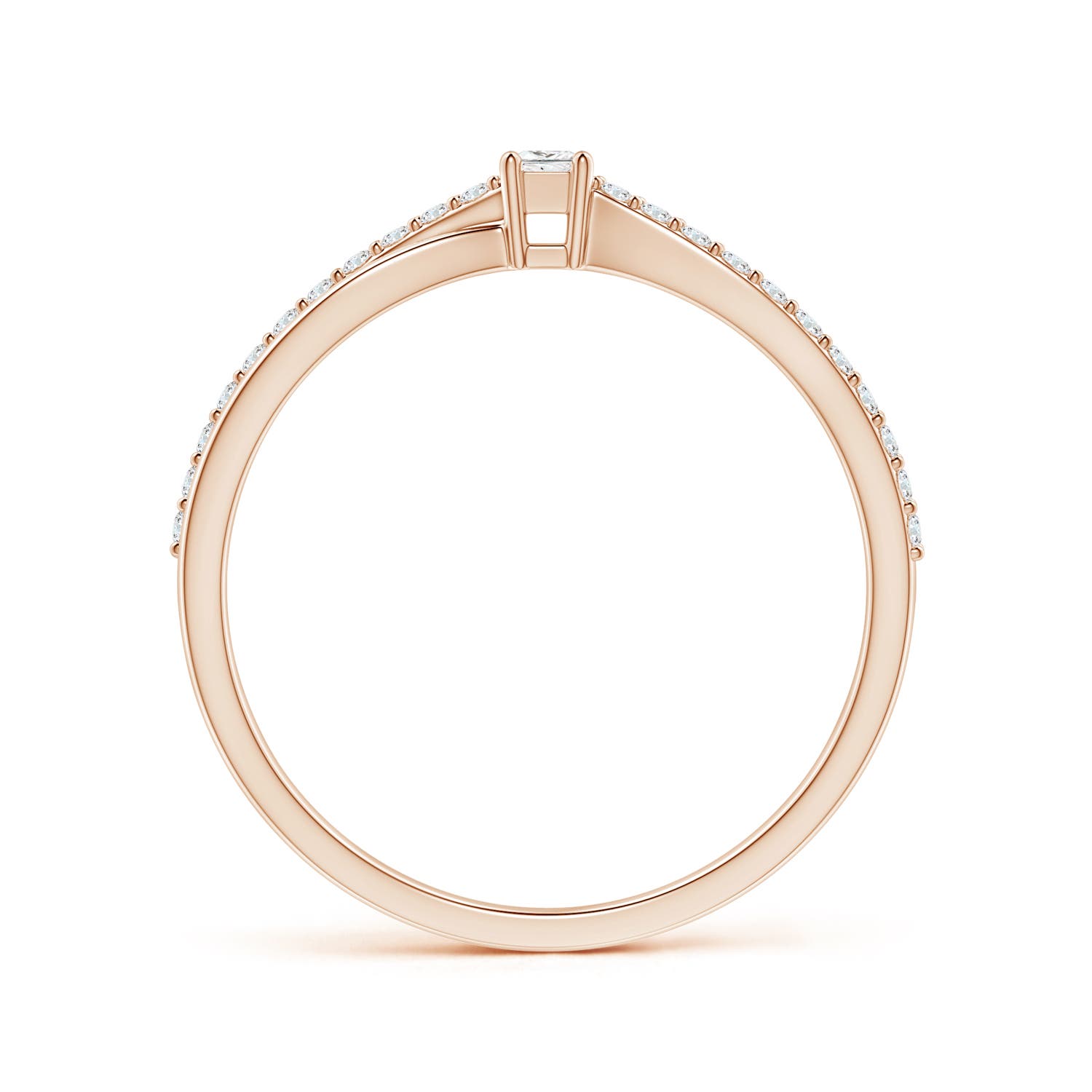2mm GVS2 Prong Set Princess-Cut Diamond Split Shank Promise Ring in 18CT Rose Gold - side 3