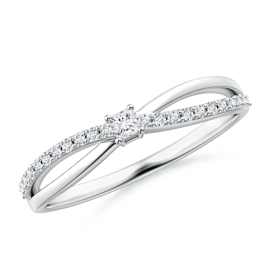 2mm GVS2 Prong Set Princess-Cut Diamond Split Shank Promise Ring in 18K White Gold 