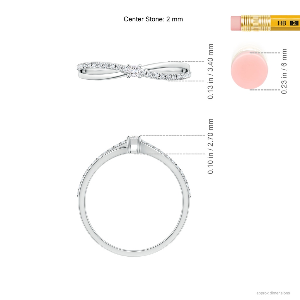 2mm GVS2 Prong Set Princess-Cut Diamond Split Shank Promise Ring in P950 Platinum Ruler