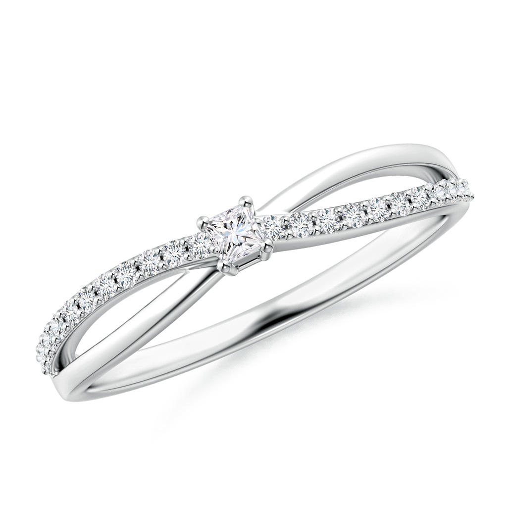 2mm GVS2 Prong Set Princess-Cut Diamond Split Shank Promise Ring in White Gold