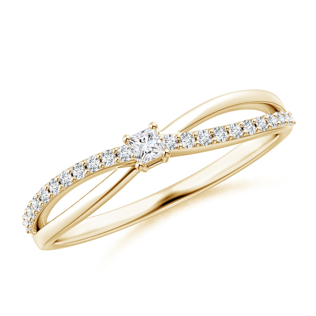 2mm GVS2 Prong Set Princess-Cut Diamond Split Shank Promise Ring in Yellow Gold