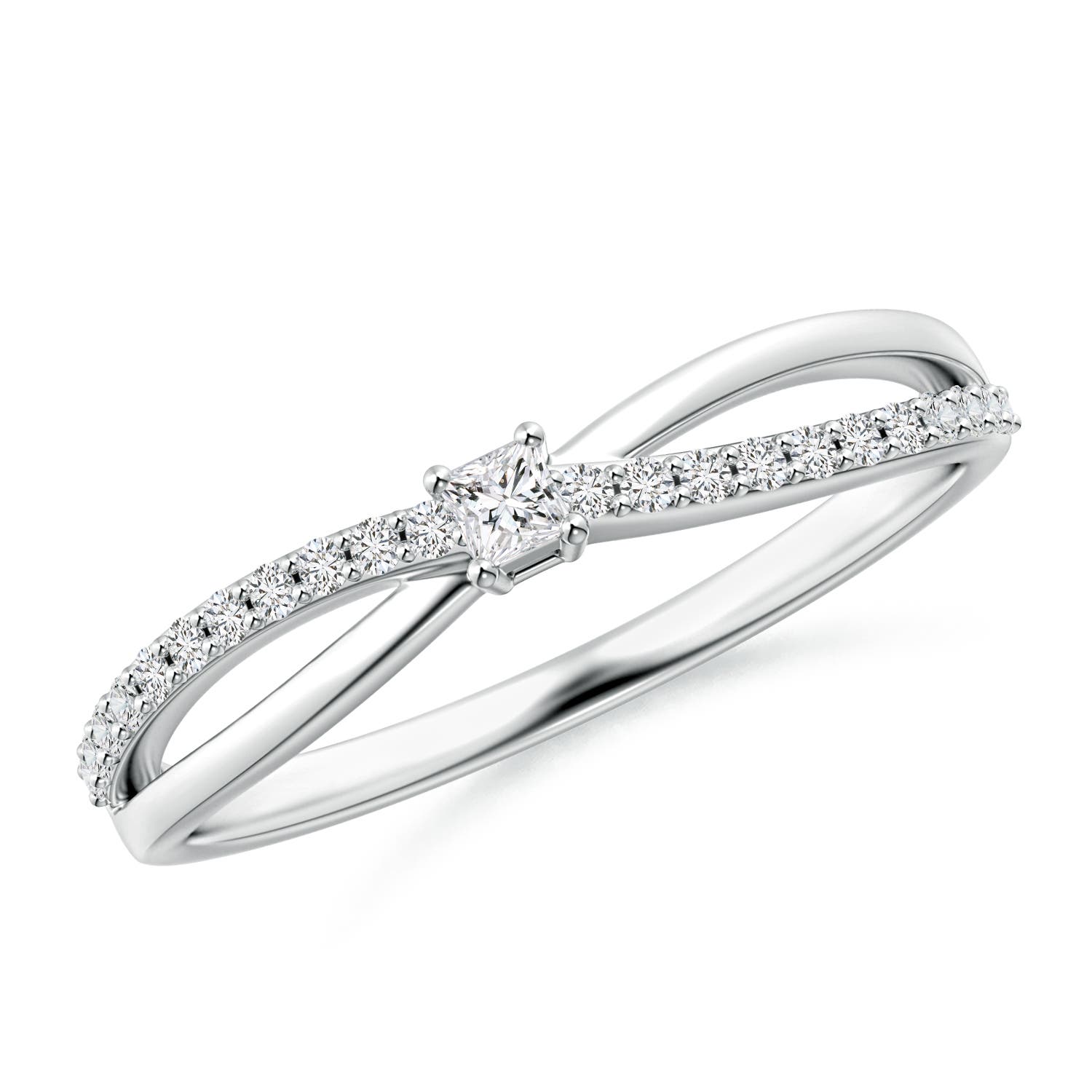 2mm HSI2 Prong Set Princess-Cut Diamond Split Shank Promise Ring in 18CT White Gold