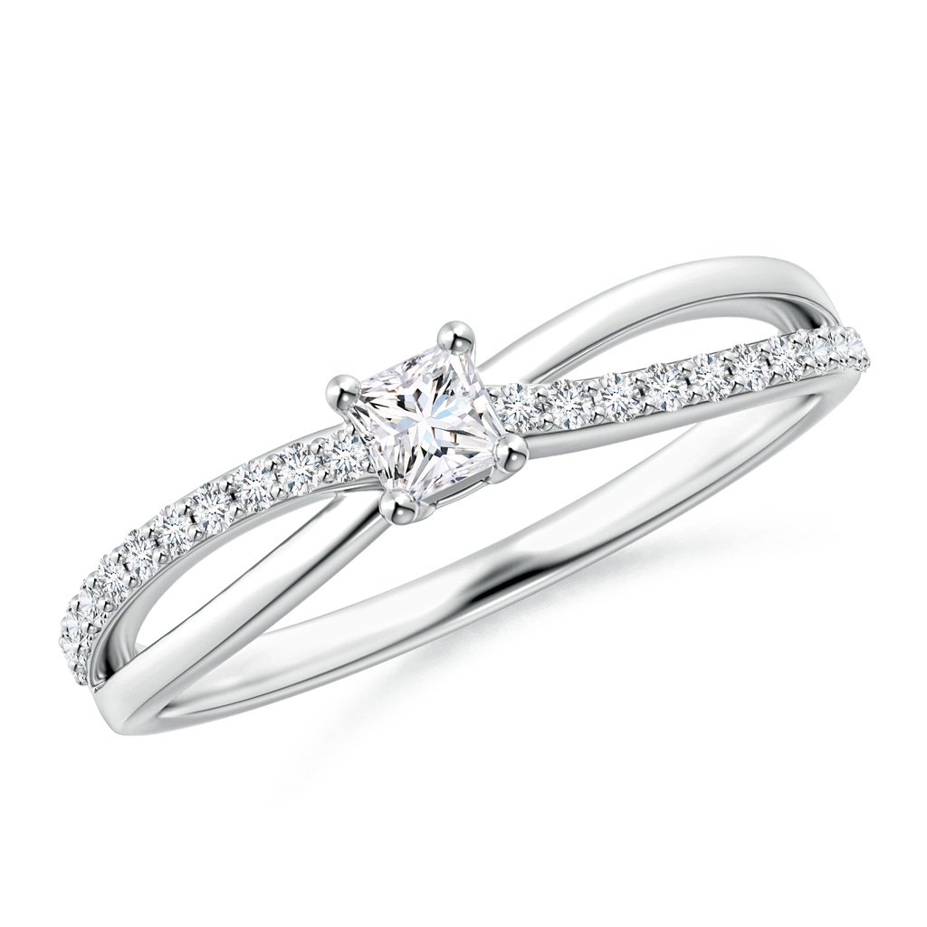3mm GVS2 Prong Set Princess-Cut Diamond Split Shank Promise Ring in P950 Platinum